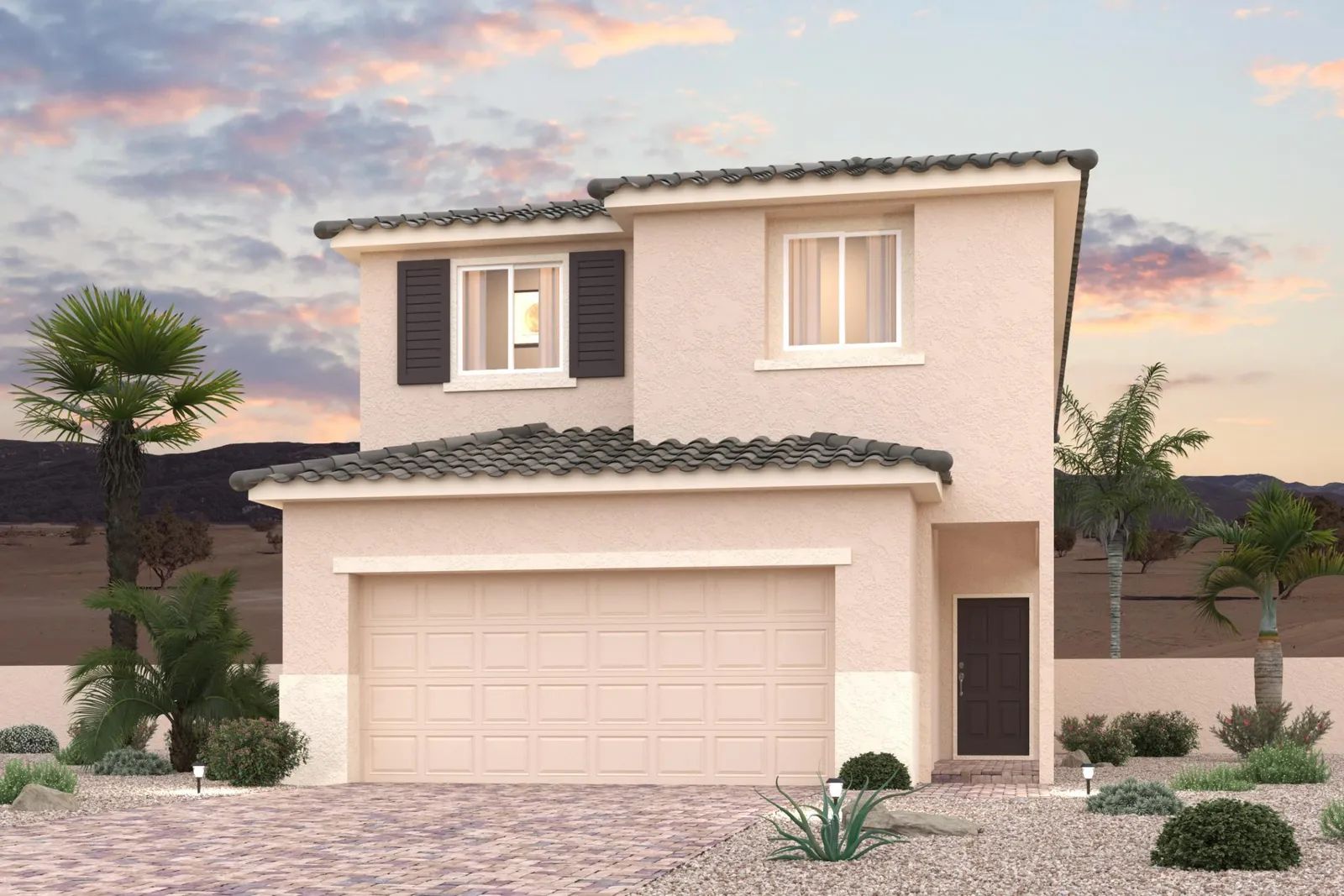 A house with palm trees.