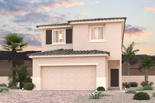 A house with palm trees.