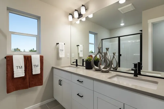 Woodin Creek Station Townhome Primary Bathroom Bramble
