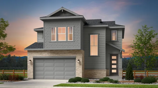 Gray floor plan at The Aurora Highlands Town Collection